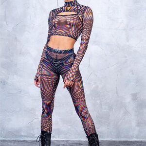 Badinka - Trippy Rave Mesh Two Piece Shrug